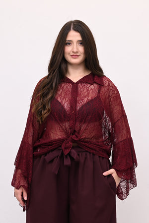 Camicia pizzo nodo - Vino