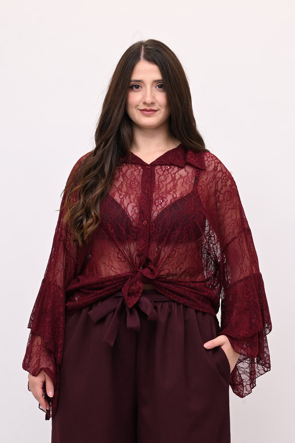 Camicia pizzo nodo - Vino