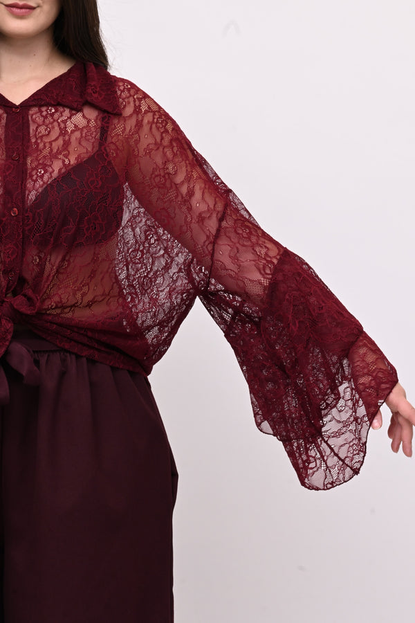 Camicia pizzo nodo - Vino