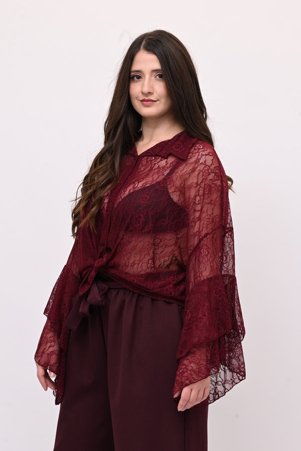 Camicia pizzo nodo - Vino