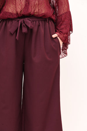 Pantalone palazzo cinta - Vino