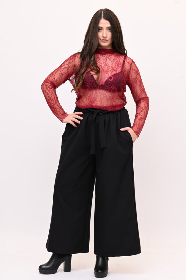 Pantalone palazzo cinta - Nero