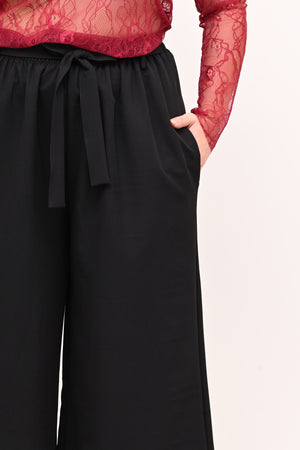 Pantalone palazzo cinta - Nero