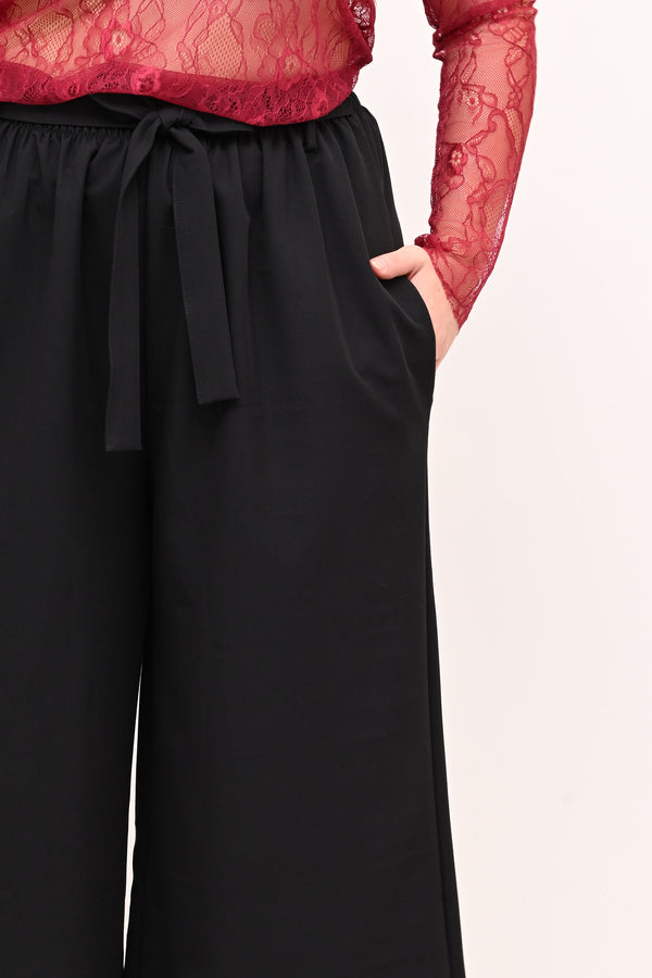 Pantalone palazzo cinta - Nero