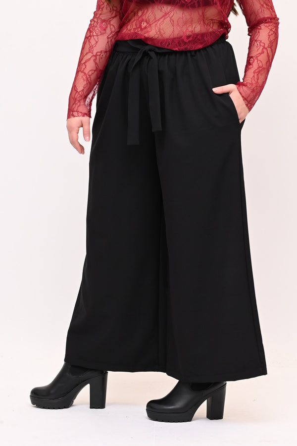 Pantalone palazzo cinta - Nero