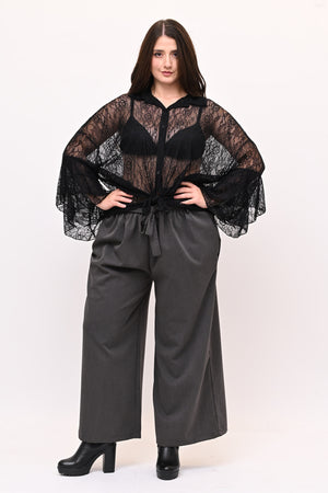 Pantalone palazzo cinta - Grigio