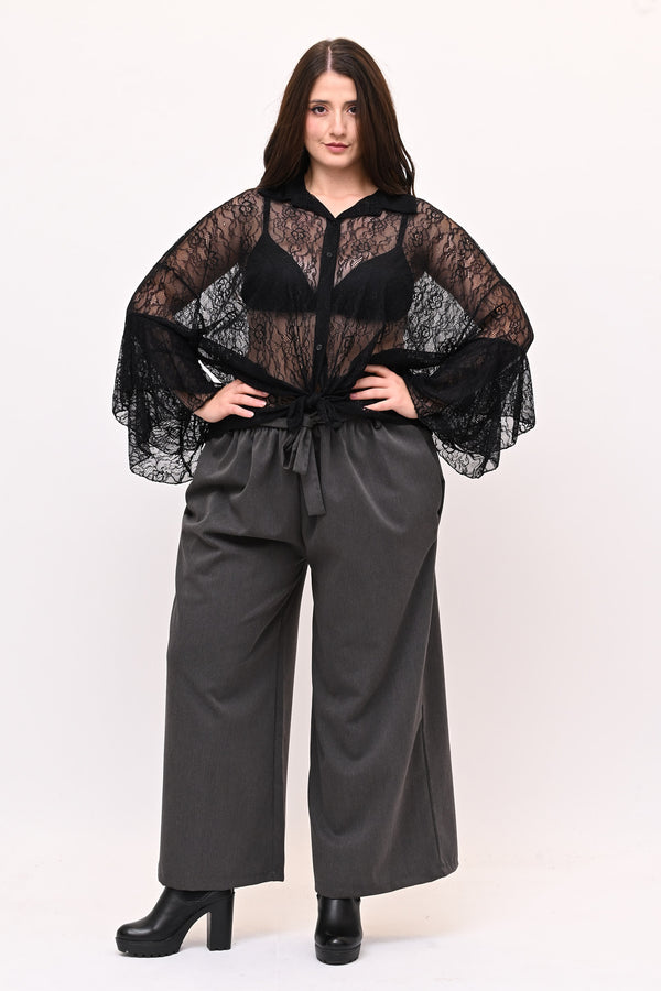 Camicia pizzo nodo - Nero