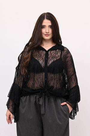 Camicia pizzo nodo - Nero