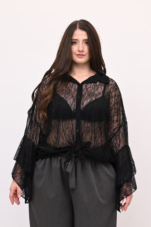 Camicia pizzo nodo - Nero