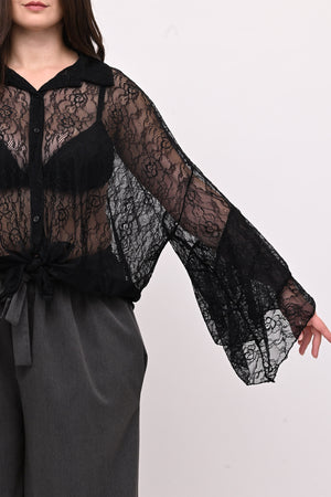 Camicia pizzo nodo - Nero