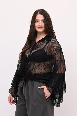 Camicia pizzo nodo - Nero