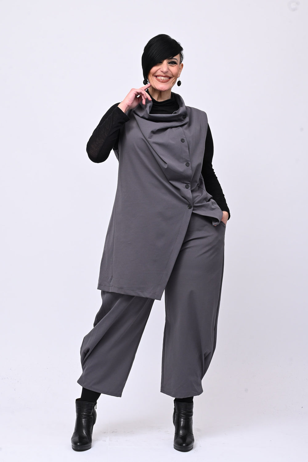 Completo gilet bottoni - Grigio