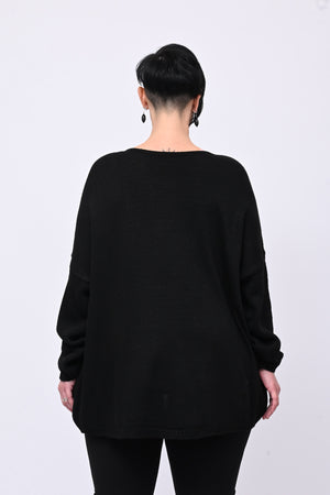 Maxi pull cuori - Nero