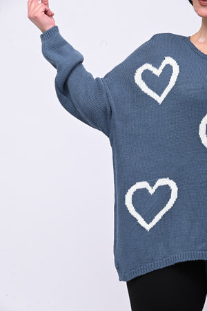 Maxi pull cuori - Jeans