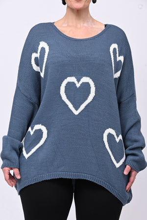 Maxi pull cuori - Jeans