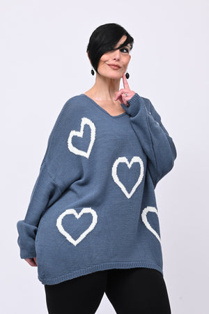 Maxi pull cuori - Jeans
