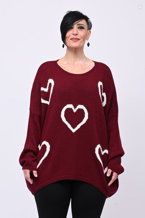 Maxi pull cuori - Vino