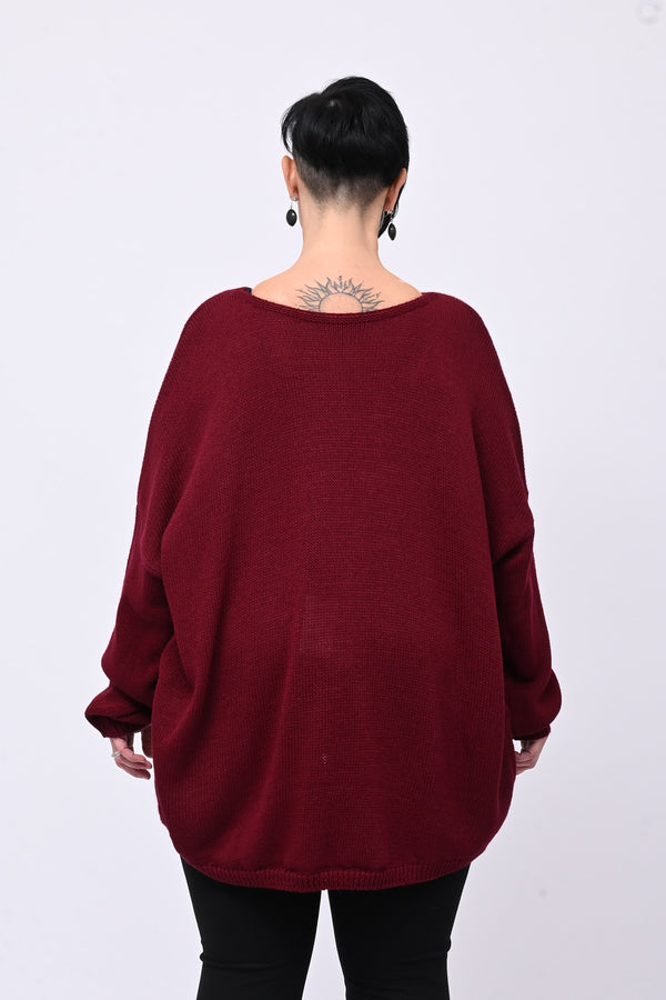 Maxi pull cuori - Vino