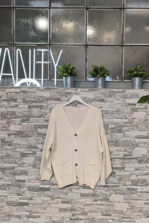 Cardigan maglia tasche - Burro