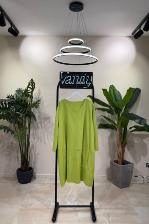 Abito ovetto cuciture - Verde acido