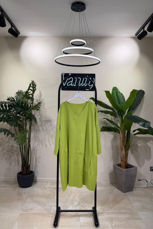 Abito ovetto cuciture - Verde acido