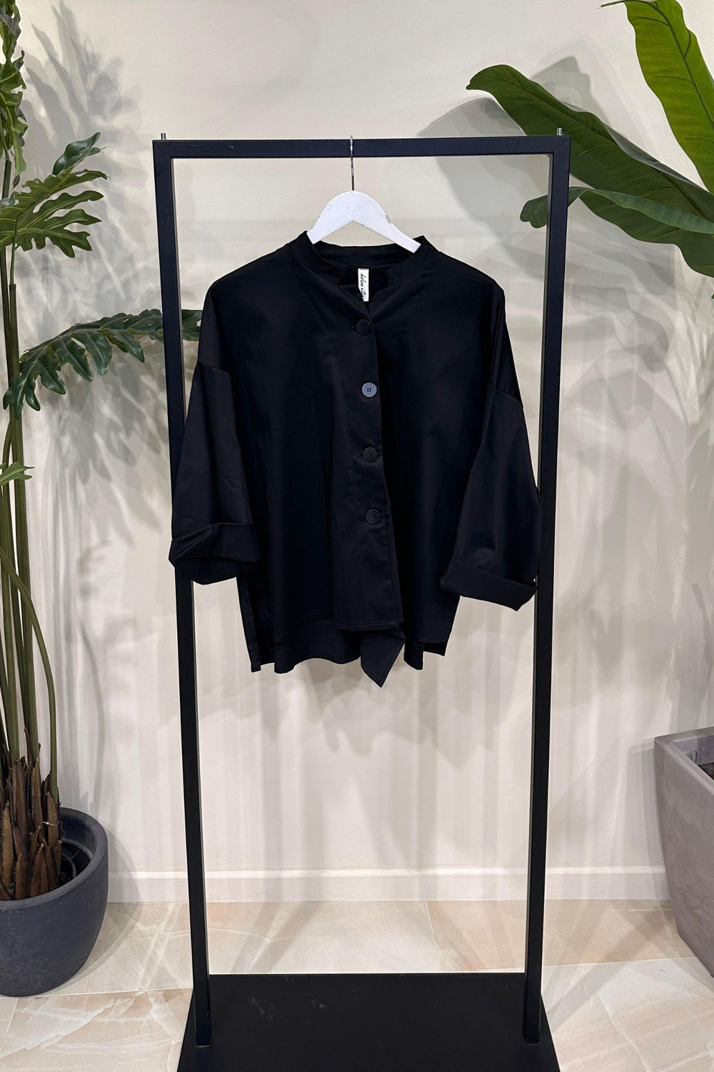 Giacca coreana lucida - Nero