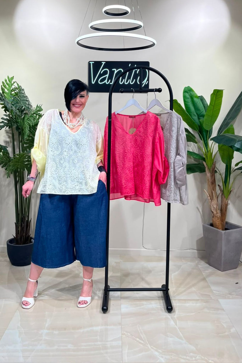 Blusa sangallo maltinta - Fragola