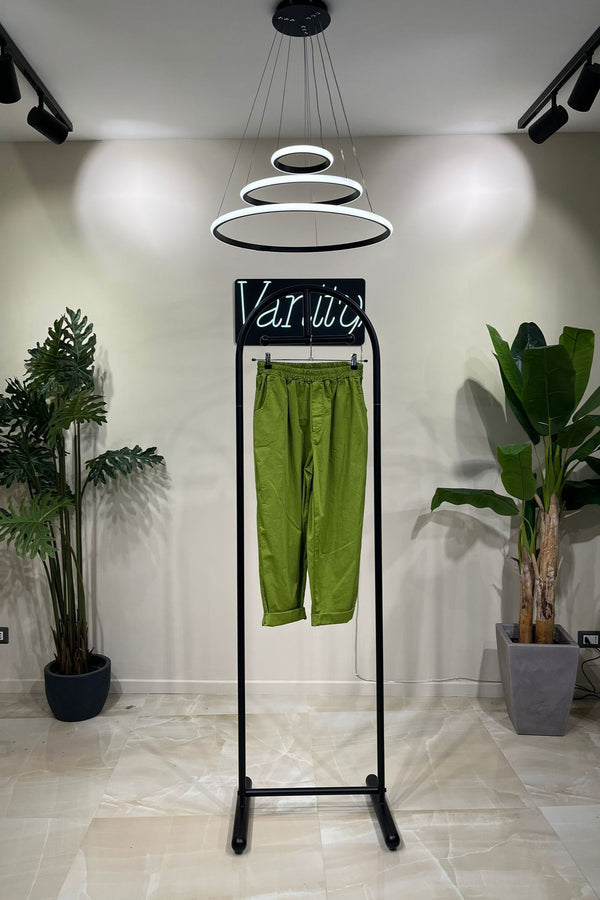 Pantalone cotone tasche - Verde acido