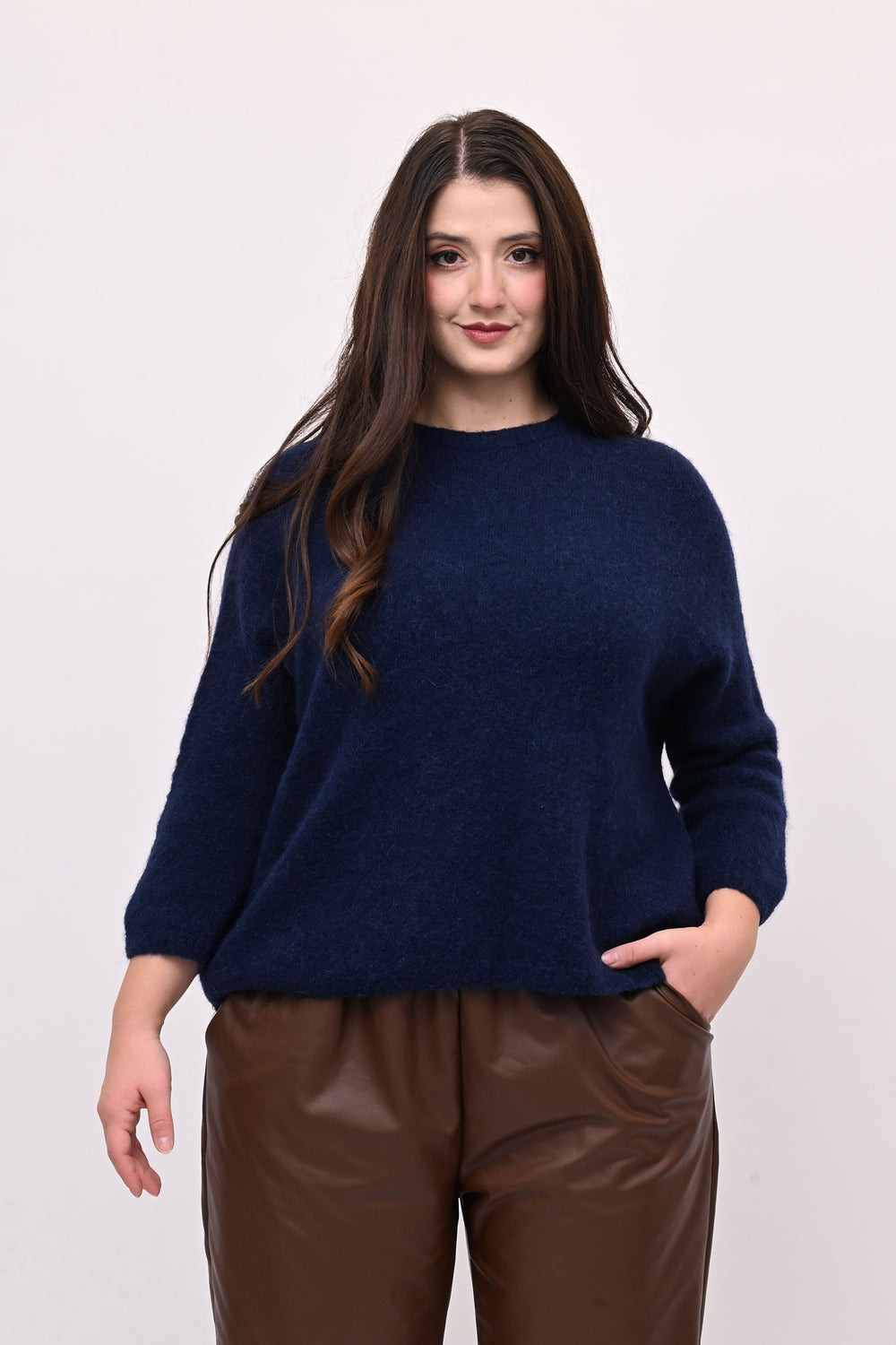 Pull Alpaka elastico - Blu