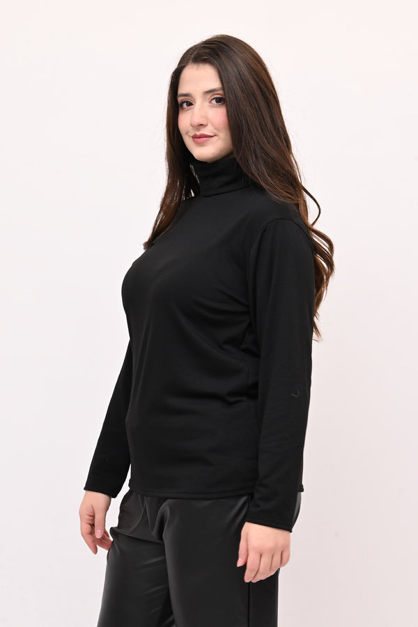 Lupetto viscosa felpato - Nero