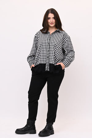 Camicia quadri pizzo - Bianco / Nero