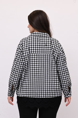 Camicia quadri pizzo - Bianco / Nero