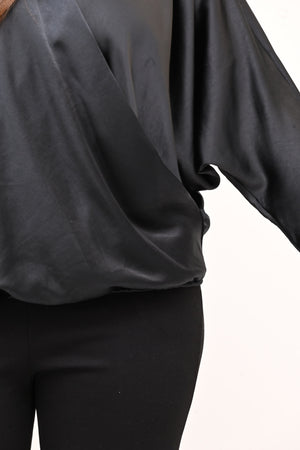 Camicia incrocio piume - Nero