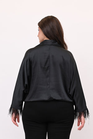 Camicia incrocio piume - Nero