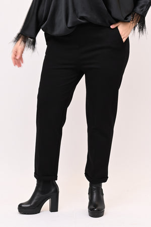 Pantaleggins punto milano risvolto - Nero