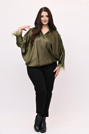 Camicia incrocio piume - Verde bosco