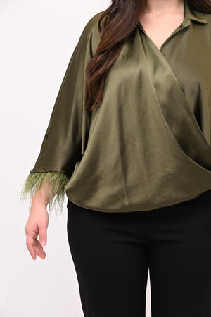 Camicia incrocio piume - Verde bosco