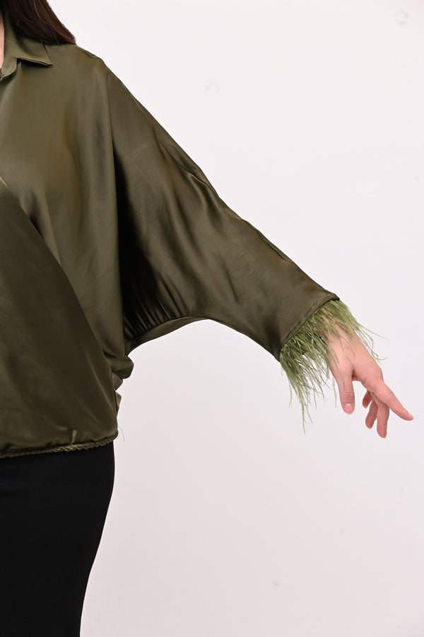 Camicia incrocio piume - Verde bosco