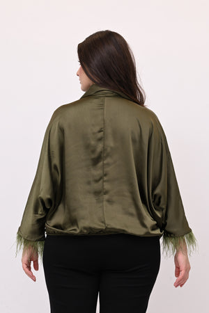 Camicia incrocio piume - Verde bosco