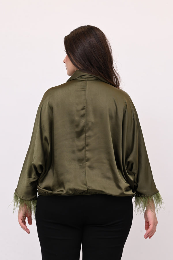 Camicia incrocio piume - Verde bosco