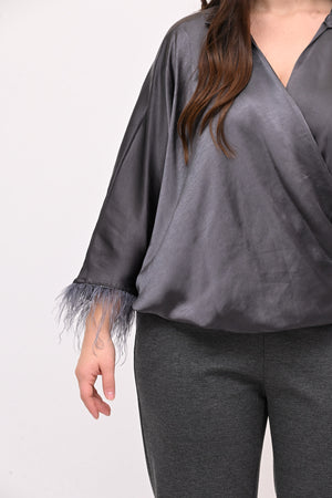 Camicia incrocio piume - Piombo