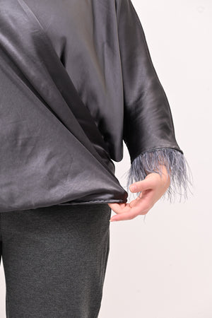 Camicia incrocio piume - Piombo