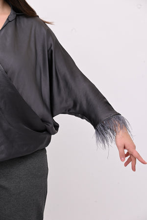 Camicia incrocio piume - Piombo