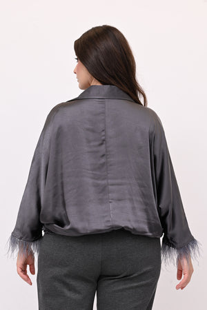 Camicia incrocio piume - Piombo