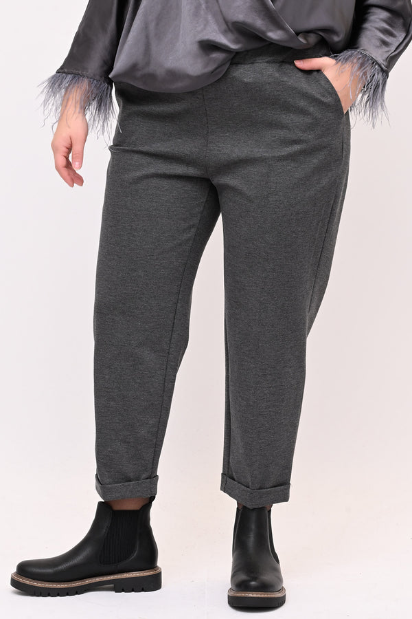 Pantaleggins punto milano risvolto - Grigio