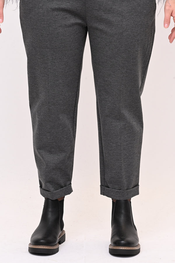 Pantaleggins punto milano risvolto - Grigio