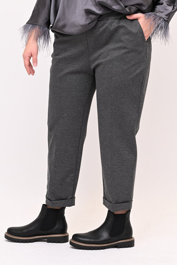 Pantaleggins punto milano risvolto - Grigio