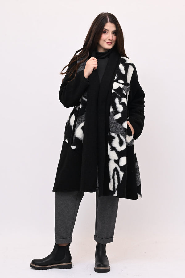 Cappotto ovetto bordo - Bianco / Nero