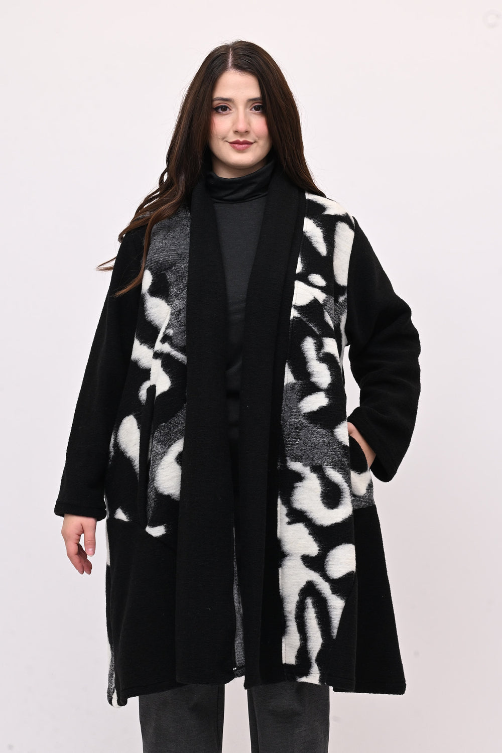 Cappotto ovetto bordo - Bianco / Nero