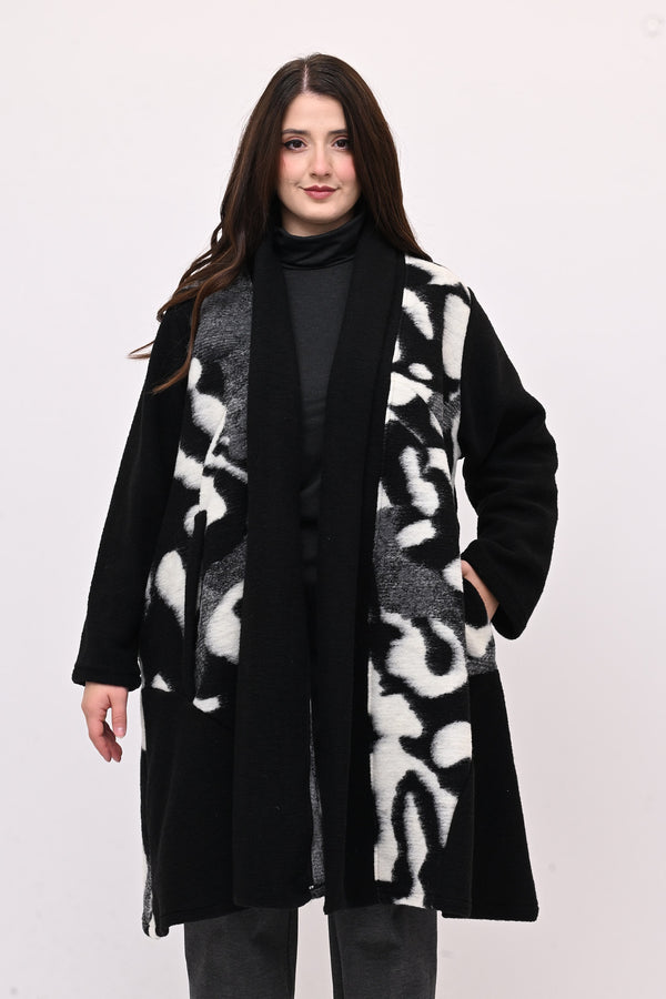 Cappotto ovetto bordo - Bianco / Nero
